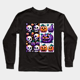 PATRON CALABAZAS Y CALAVERAS PIXELADAS 7 Long Sleeve T-Shirt